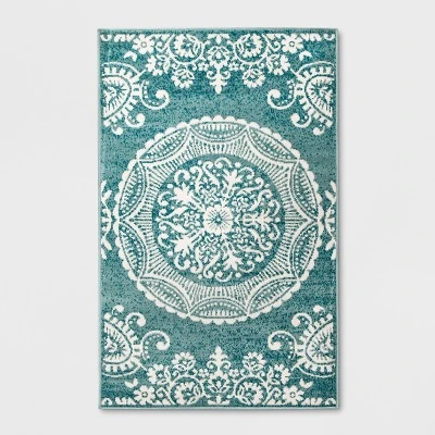 Vintage Medallion Outdoor Rug Turquoise - Opalhouse - Image 4