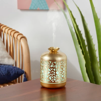 200ml Metal Flower Cutout Color-Changing Oil Diffuser Gold - Opalhouseā¢