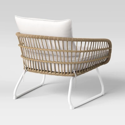 Southport Outdoor Patio Chair With Metal Legs, Club Chair Natural/White - Opalhouse⢠- Image 3