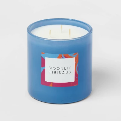 28oz Glass Moonlit Hibiscus Candle Light Blue - Opalhouse™ - Image 2